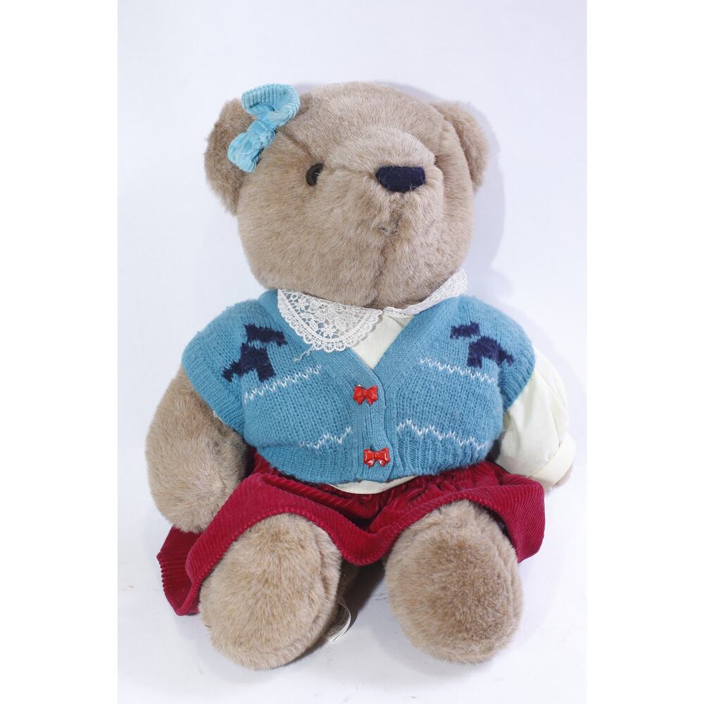 Chosun, Teddy Bear, Plush, Light Brown Fur, Dressed, Blue Sweater, Red Skirt